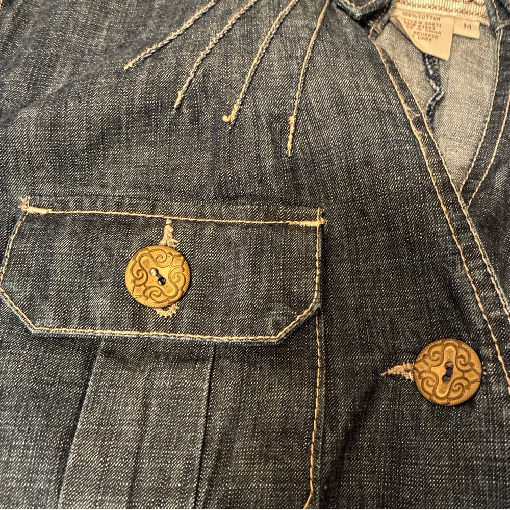 AMI Women's M Denim Jacket Nehru Peplum Waist - Picture 5 of 12